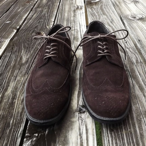 Claiborne Chocolate Brown Suede Oxford Wingtips - Picture 4 of 5